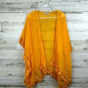 Laundry By Design Womens One size yellow fringe kimono medium length